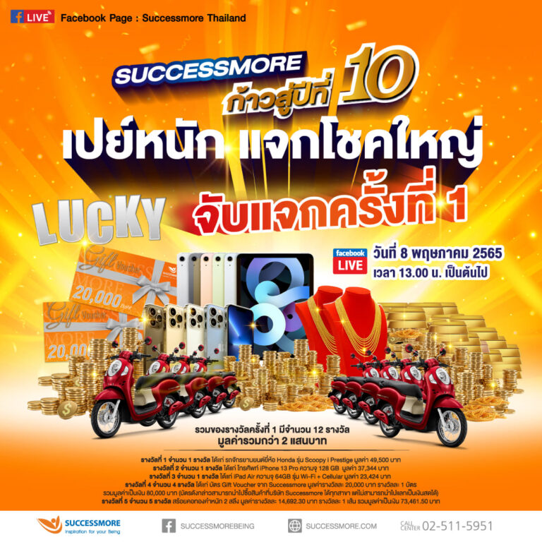 ซัคเซสมอร์ จับรางวัล “เปย์หนัก! จัดใหญ่ แจกจริง ลุ้น BMW โชคหล่นทับทั้งปี” ครั้งที่ 1 มอบโชครางวัลใหญ่ให้กับลูกค้าสมาชิก รวมมูลค่ากว่า 2 แสนบาท