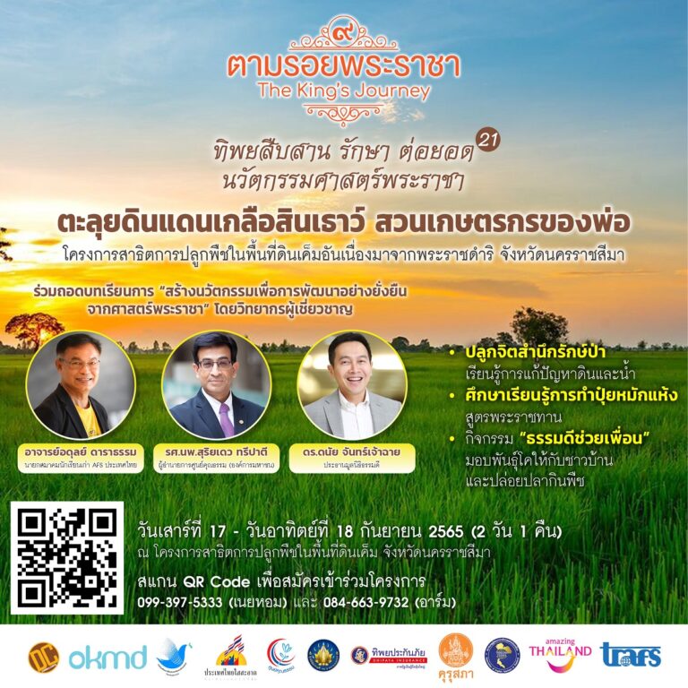 ข่าวดี! เปิดรับสมัคร ผู้บริหารสถานศึกษา ครูอาจารย์ทั่วประเทศโครงการ ทิพยสืบสาน รักษา ต่อยอด นวัตกรรมศาสตร์พระราชา ครั้งที่ 21