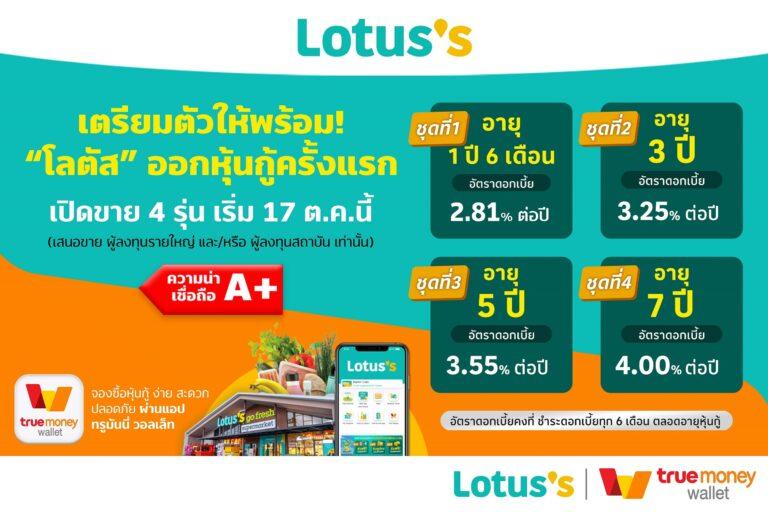 กลับมาอีกครั้ง! ทรูมันนี่เปิดจองซื้อหุ้นกู้ โลตัส บนทรูมันนี่ วอลเล็ทเพื่อเพิ่มโอกาสการลงทุนแก่นักลงทุนสถาบันและรายใหญ่