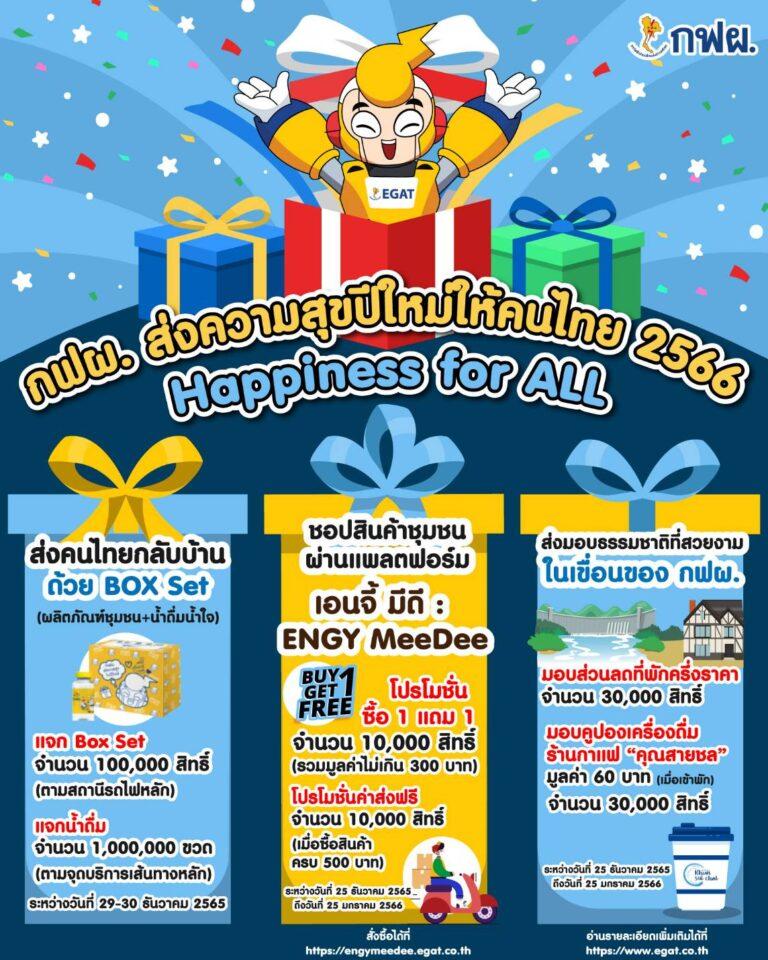กระทรวงพลังงาน กฟผ. และพันธมิตร จัด Box set ยกขบวนของขวัญ ส่วนลดที่พักเขื่อนส่งมอบความสุขให้คนไทยรับปีใหม่ 2566