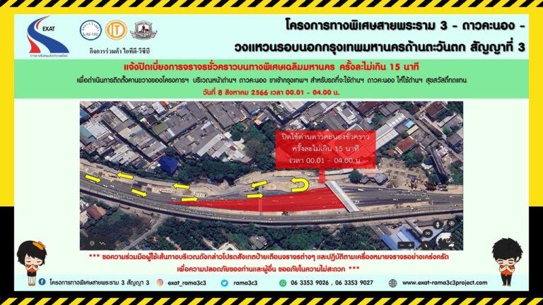 กทพ.แจ้งปิดเบี่ยงจราจรชั่วคราว บริเวณหน้าด่านเก็บค่าผ่านทางพิเศษดาวคะนอง ฝั่งขาเข้ากรุงเทพฯ ครั้งละไม่เกิน 15 นาที