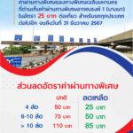 กทพ. ขยายระยะเวลาการให้ส่วนลดค่าผ่านทางพิเศษของทางพิเศษเฉลิมมหานครที่ด่านเก็บค่าผ่านทางพิเศษอาจณรงค์ 1 (บางนา) ในอัตรา 25 บาทต่อเที่ยว สำหรับรถทุกประเภทต่อไปอีก จนถึงวันที่ 31 ธันวาคม 2567