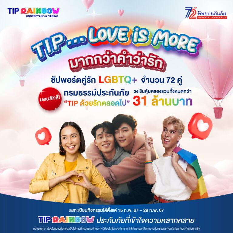 TIP Rainbow โดยทิพยประกันภัย ฉลองวันวาเลนไทน์ มอบกรมธรรม์ประกันภัย<br>“TIP ด้วยรักตลอดไป” ให้กับคู่ รัก LGBTQ+