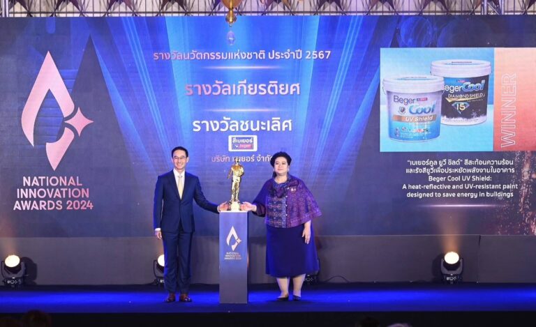 ก้าวสำคัญ “เบเยอร์” คว้า “รางวัลชนะเลิศ” นวัตกรรมแห่งชาติ ประจำปี 2567 ด้วยการนำนวัตกรรมยกระดับอุตสาหกรรมอย่างยั่งยืน มุ่งสู่เป้าหมายที่ก้าวไกลกว่าการพัฒนานวัตกรรมสี