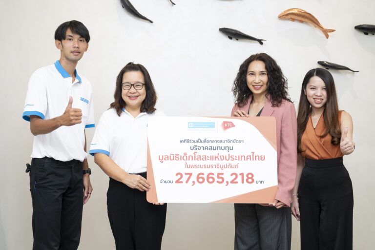 เคทีซีผนึกสมาชิกมอบเงินกว่า 27 ล้านบาท สนับสนุนมูลนิธิเด็กโสสะฯ สร้างอนาคตที่ยั่งยืน