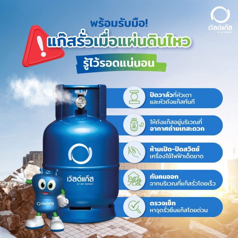 เวิล์ดแก๊สเตือนภัย แผ่นดินไหว ปลอดภัยใว้ก่อน