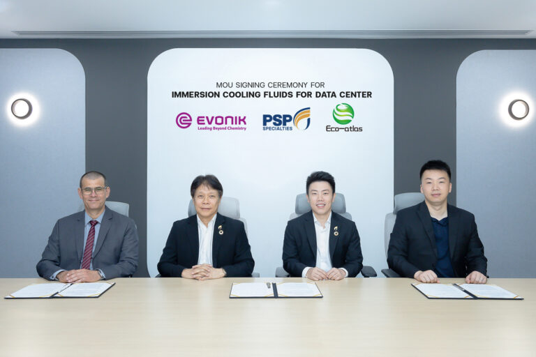 PSP ลงนาม MOU ร่วมพัฒนาสารหล่อเย็นแบบจุ่มสำหรับดาต้าเซ็นเตอร์ ต่อยอดนโยบาย ธุรกิจยั่งยืนกับ อีโค แอตลาส (Eco Atlas) และ อิวอนิค (Evonik)