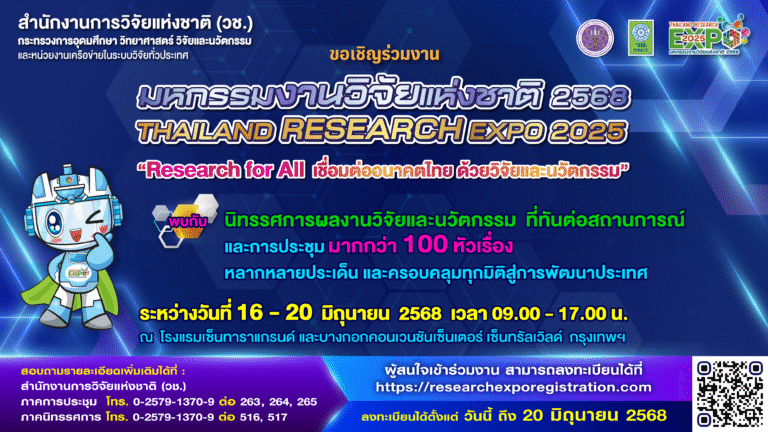 “คลิกก่อน มีสิทธิ์ก่อน” วช. ชวน “คลิก” ลงทะเบียนร่วมงานประชุม-สัมมนา ฟรี….! กว่า 100 หัวข้อ ภายในงาน “มหกรรมงานวิจัยแห่งชาติ 2568”