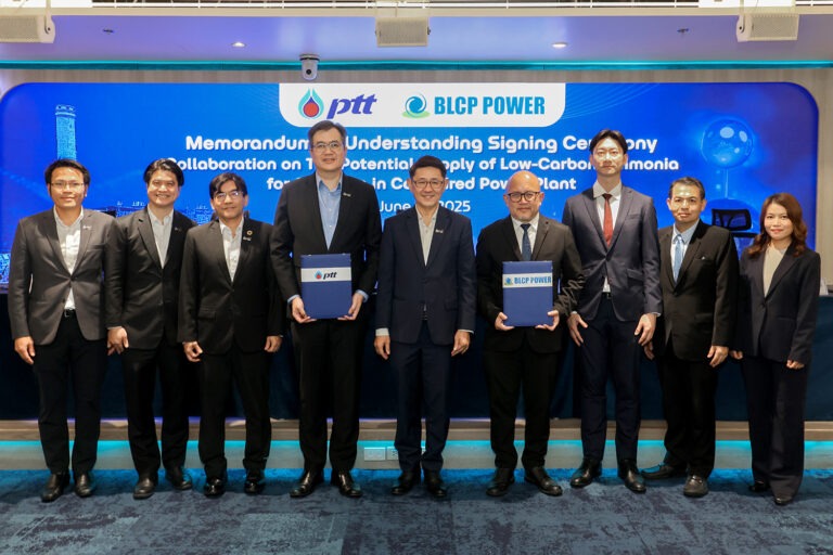 โรงไฟฟ้า BLCP ร่วมกับญี่ปุ่น ศึกษาการนำแอมโมเนียคาร์บอนต่ำเพื่อใช้เป็นเชื้อเพลิงร่วม ผลิตไฟฟ้าแห่งแรกของอาเซียน ลำดับ 3 ของเอเชีย พร้อมจับมือ ปตท. จัดหาแอมโมเนีย คาร์บอนต่ำในการผลิตไฟ 5 แสน – 1 ล้านตันต่อปี เพื่อช่วยลดค่าคาร์บอนฟุตพริ้นท์