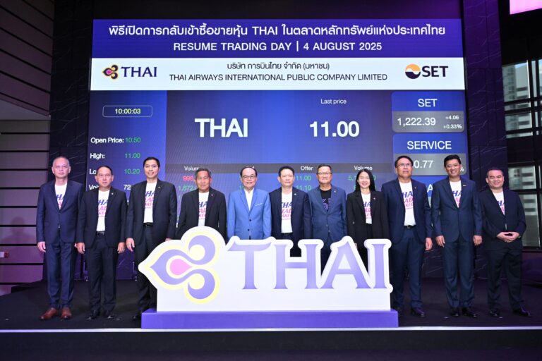 การบินไทย กลับเข้าซื้อขายในตลาดหลักทรัพย์ฯ วันแรก 4 สิงหา 68 พร้อมทะยานสู่ขอบฟ้าใหม่ในฐานะสายการบินที่คนไทยภาคภูมิใจ