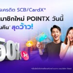 POINTX จัดโปรสุดพิเศษ ต้อนรับลูกค้าใหม่ รับโบนัสคะแนนคืน 50% เมื่อใช้คะแนนผ่านแอปครั้งแรก!