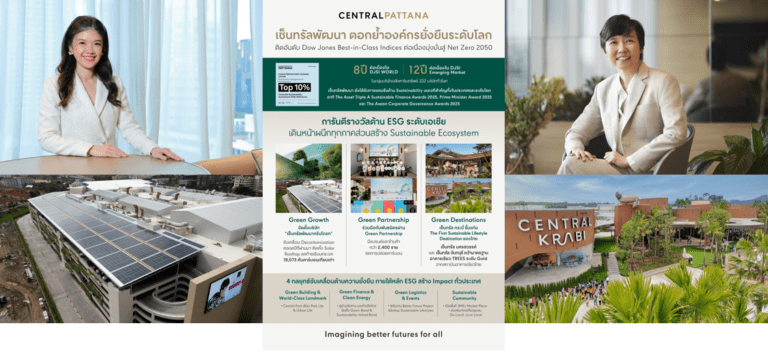 เซ็นทรัลพัฒนา ตอกย้ำองค์กรยั่งยืนระดับโลก ติดอันดับ Dow Jones Best-in-Class Indices ต่อเนื่อง พร้อมการันตีด้วยรางวัลด้าน ESG ระดับเอเชีย เดินหน้าผนึกทุกภาคส่วนสร้าง Sustainable Ecosystem