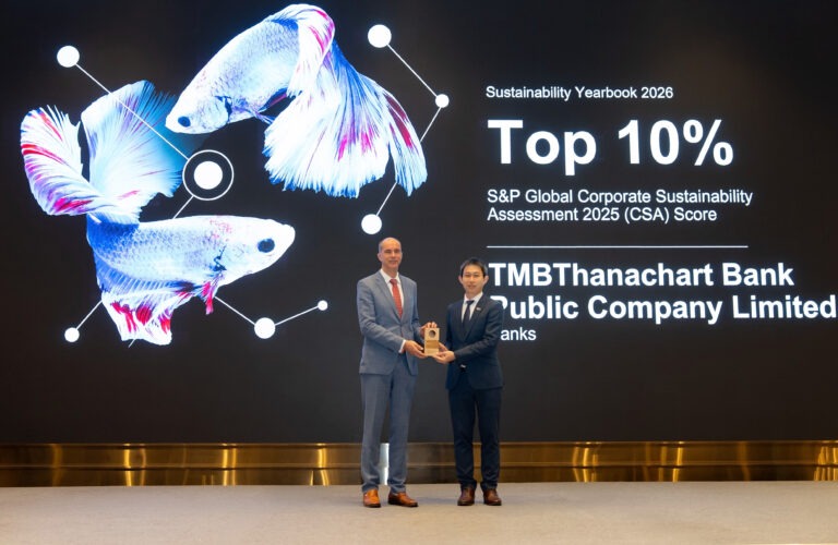 ทีทีบี ติดอันดับคะแนน Top 10% ทำเนียบ S&P Global Sustainability Yearbook 2026 ชูธง “ธนาคารเพื่อความยั่งยืน” บนเวทีโลก ตอกย้ำความสำเร็จกลยุทธ์ B+ESG