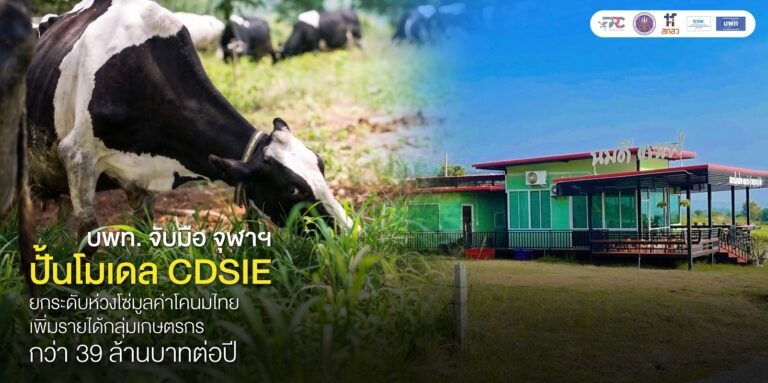 บพท. จับมือจุฬาฯ ปั้นโมเดล CDSIE ยกระดับห่วงโซ่มูลค่าโคนมไทย เพิ่มรายได้กลุ่มเกษตรกรกว่า 39 ล้านบาทต่อปี