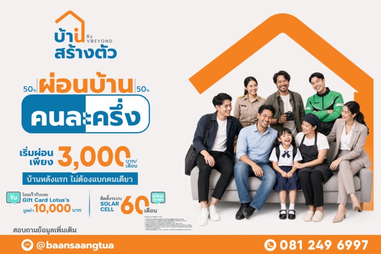 “บ้านสร้างตัว” ชูโมเดล “เลือกทำเลได้ รีโนเวทให้” สร้างโอกาสคนไทยเข้าถึงการมีบ้าน พร้อมเปิดโปรฯ ผ่อนบ้านคนละครึ่ง กระตุ้นกำลังซื้ออสังหาฯ ทั่วประเทศ