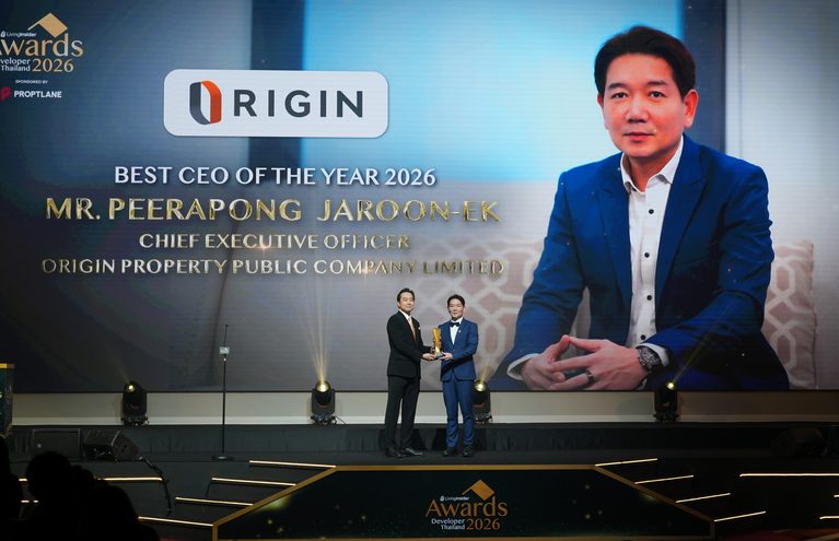 บิ๊กบอส “พีระพงศ์ จรูญเอก” คว้ารางวัล Best CEO แห่งปี พร้อมนำทัพ Origin Group กวาด 4 รางวัล จากเวที LivingInsider Thailand Developer Awards 2026