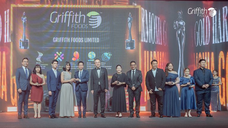 กริฟฟิทท์ ฟู้ดส์ คว้า 5 รางวัลจาก HR Asia Awards 2026 รับรางวัลบริษัท ที่น่าทำงานที่สุดในเอเชีย 6 ปีซ้อน พร้อมเกียรติยศระดับทอง